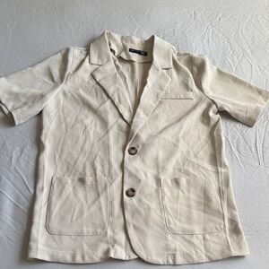 Men's Cream Short-Sleeve Blazer Jacket